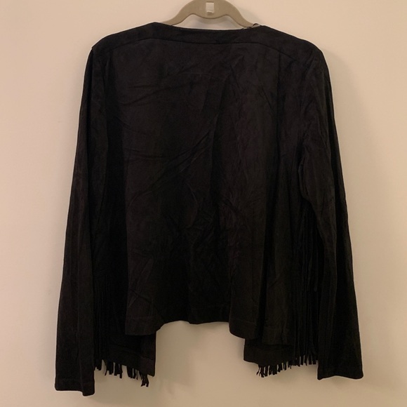 Black faux suede fringe jacket - Picture 3 of 3